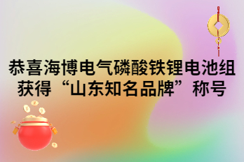 恭喜海博電氣磷酸鐵鋰電池組獲得“山東知名品牌”稱(chēng)號(hào)